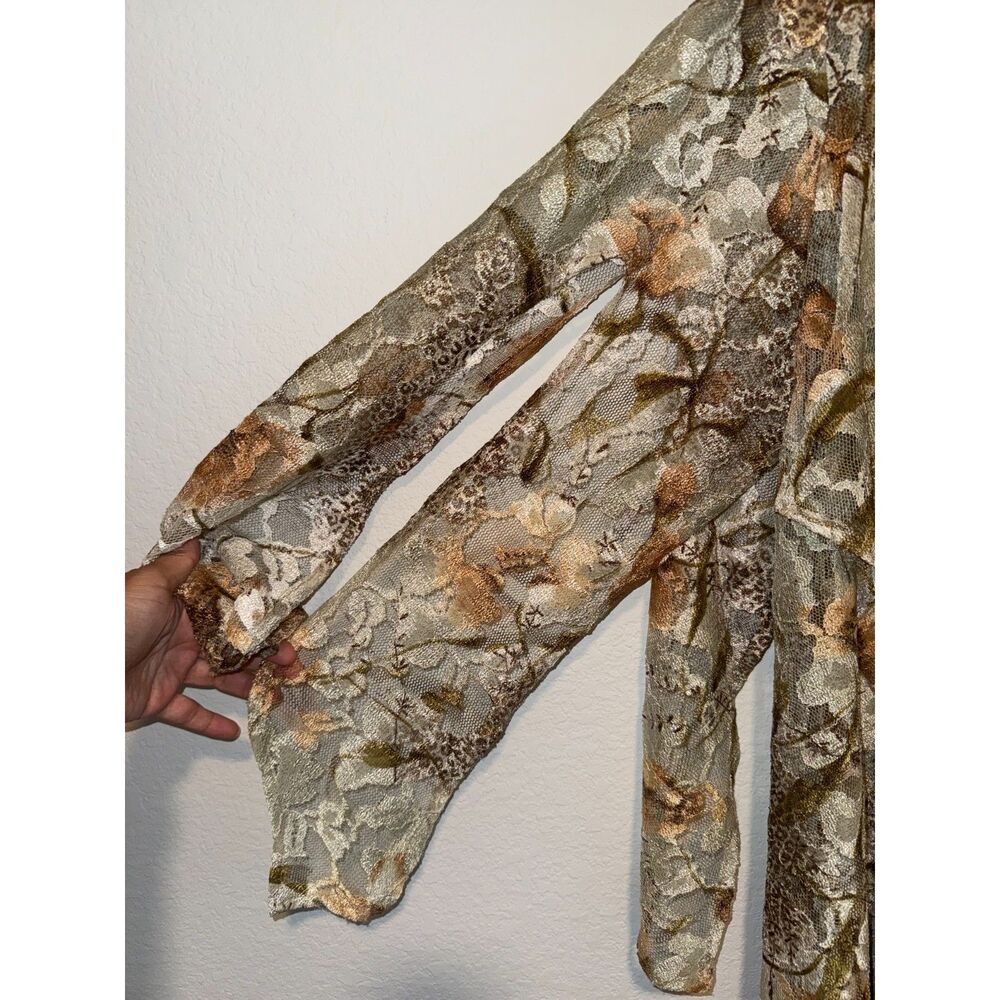 Rare Vintage 80s GUYREX El Paso Texas Sheer Floral Lace Duster Pageant Couture - Picture 6 of 10